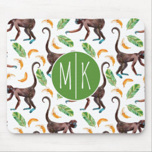 Süße Affen, die Monogramm der Bananen-  jonglier Mousepad