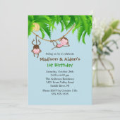 Süße Affen Zehn Geburtstag Einladung (Stehend Vorderseite)