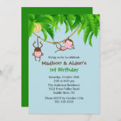 Süße Affen Zehn Geburtstag Einladung (Vorne/Hinten)