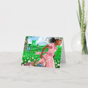 Süße afrikanische Mädchen Ostereiersuche  Süßes Os Karte