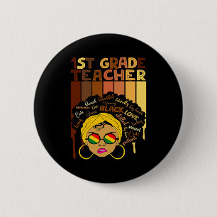 Süße Afro Smart Frauen Black History Month 1. Klas Button