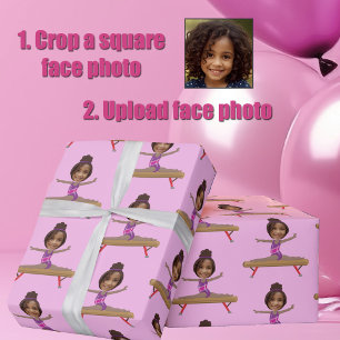 Süße afroamerikanische Gymnastik-Fotoanpassung Geschenkpapier