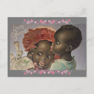 Süße afroamerikanische Kinder Vintage Valentinstag Postkarte