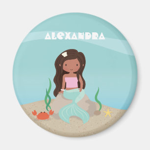 Süße afroamerikanische Meerjungfrau Mädchen Kühlsc Magnet