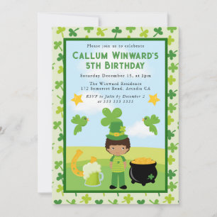 Süße afroamerikanische St.-Patricks-Kinder-Geburts Einladung