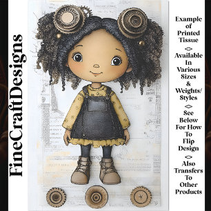 Süße afroamerikanische Steampunk-Puppe AM2 Decoupa Seidenpapier