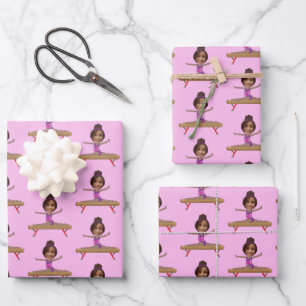 Süße afroamerikanische Turnen-Foto-Anpassung Geschenkpapier Set