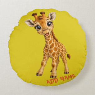 Süße aktive Babytier-Sammlung Giraffe Citrine Rundes Kissen
