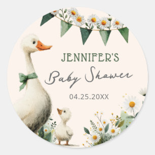 Süße Alberne-Gans-Baby-Shower-Aufkleber Runder Aufkleber