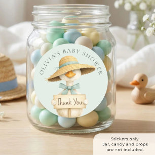 Süße alberne Gans Sage Danke Baby Shower Runder Aufkleber