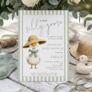 Süße alberne Gans-Sage-Streifen-Baby-Party Einladung