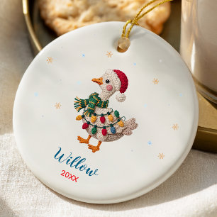 Süße alberne Gans Weihnachtsbeleuchtung individuel Keramik Ornament