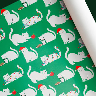 Süße alberne weiße Katzen Weihnachten Geschenkpapier