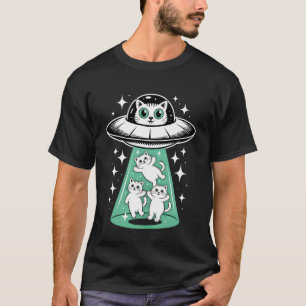 Süße Alien-Katzen-Entführung Lustiges Weltraum-Kit T-Shirt