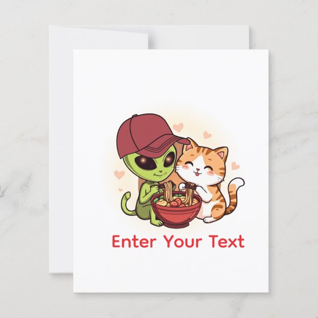 Süße Alien-Katzen-Ramen Kawaii-Kunst (Vorderseite)