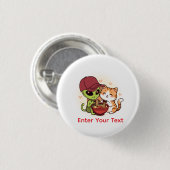 Süße Alien-Katzen-Ramen Kawaii-Kunst Button (Vorne & Hinten)