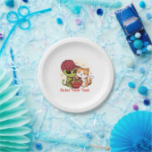 Süße Alien-Katzen-Ramen Kawaii-Kunst Pappteller (Party)