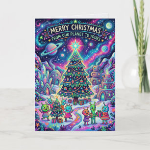 Süße Alien-Weihnachtskarte Außerirdisch Karte