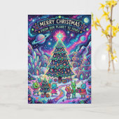 Süße Alien-Weihnachtskarte Außerirdisch Karte (Gelbe Blume)