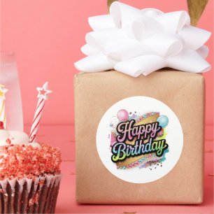 Süße Alles Gute zum Geburtstag Wortkunst Damen Runder Aufkleber