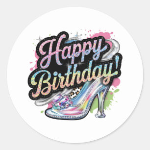 Süße Alles Gute zum Geburtstag Wortkunst Damen Runder Aufkleber
