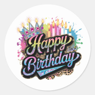 Süße Alles Gute zum Geburtstag Wortkunst Damen Runder Aufkleber