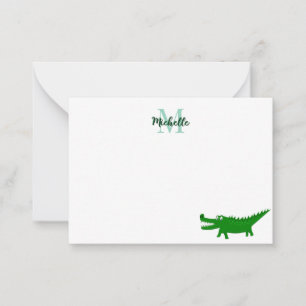 Süße Alligator-Zeichnung, liniert, editierbar Mitteilungskarte