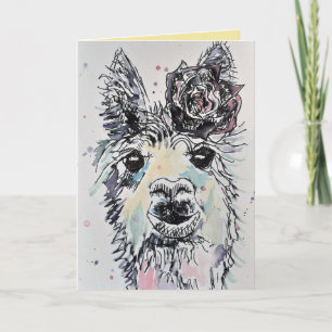 Süße Alpacca Lama Aquarell-Geburtstagskarte Karte