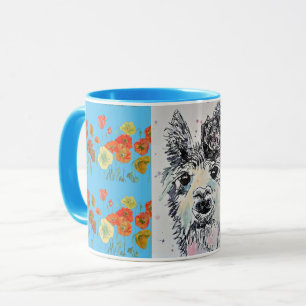 Süße Alpacca Lama blaue Aquarell-Malerei-Tasse Tasse