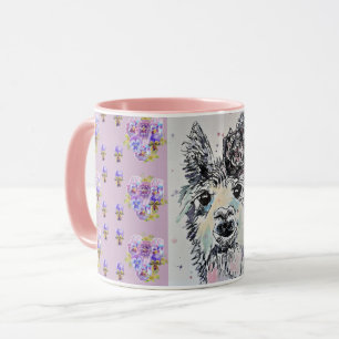 Süße Alpacca Lama-lila-Aquarell-Malerei-Tasse Tasse