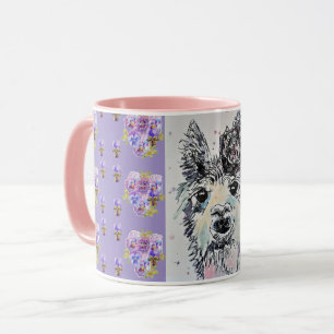 Süße Alpacca Lama lila Aquarell-Malerei-Tasse Tasse