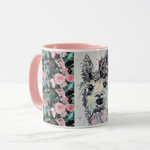 Süße Alpacca Lama Rosen Aquarell-Malerei Tasse