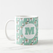 Süße Alpaka Lama Mintgrün Monogramm Kaffeetasse (Links)