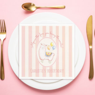 Süße Alpaka mit Ballon Blush Rosa Kindergeburtstag Serviette