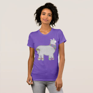 Süße Alpaka mit Blumen zum Geburtstag T-Shirt