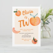 Süße als Pfirsich dreht zwei Einladung (Stehend Vorderseite)