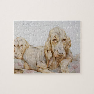Süße alte Bloodhounds, Welpen von EJ Detmold Puzzle