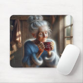 süße alte Dame mit Morgenkaffee Mousepad (Mit Mouse)