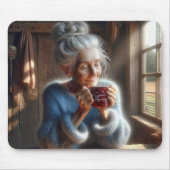 süße alte Dame mit Morgenkaffee Mousepad (Vorne)
