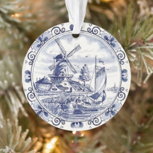 Süße alte holländische Windmühlen-Segelyacht Delft Ornament