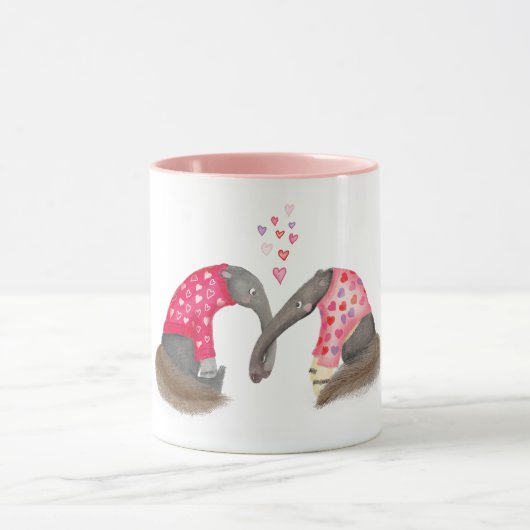 Süße Ameisenbären in Liebes-Tasse Tasse (Zentrum)