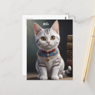Süße American Shorthair Katze mit großen Augen Postkarte