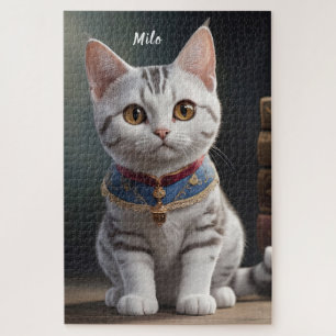 Süße American Shorthair Katze mit großen Augen Puzzle