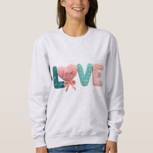 Süße Amigurumi-Häkelliebesbriefe Kawaii-Herz Sweatshirt