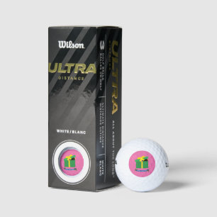 Süße Amsel schaut aus einer Geschenkschachtel hera Golfball