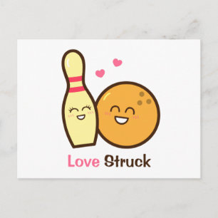 Süße amüsante Bowlingkugel und Liebeskoller-Pin Postkarte