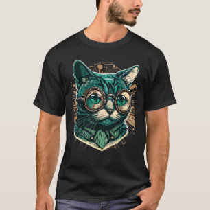 Süße anamorphe Brille tragende Katze einzigartige T-Shirt