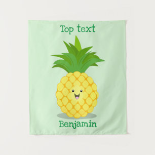 Süße Ananas-Cartoon-Illustration Wandteppich