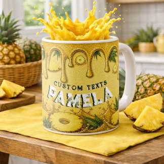 Süße Ananas-Frucht-Drip-Art Retro-Gartenparty Kaffeetasse