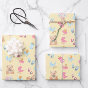 Süße Anfänge Baby-Verpackungspapier – Mattes Finis Geschenkpapier Set